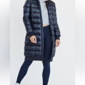 Aritzia Long Navy Puffer Coat